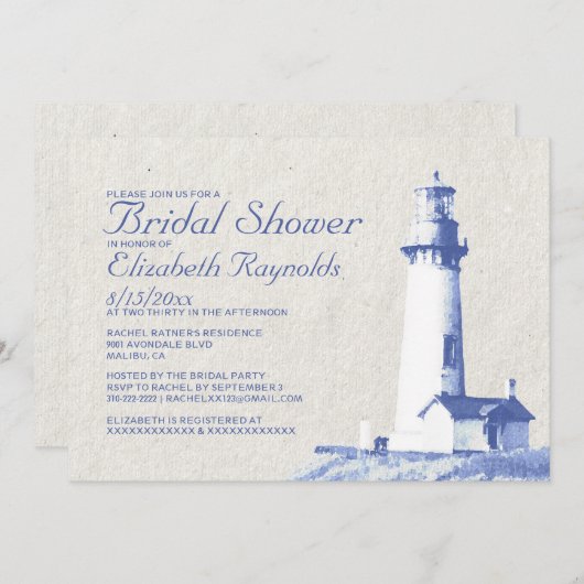 Rustic Lighthouse Bridal Shower-uitnodigingen Kaart (Voorkant / Achterkant)