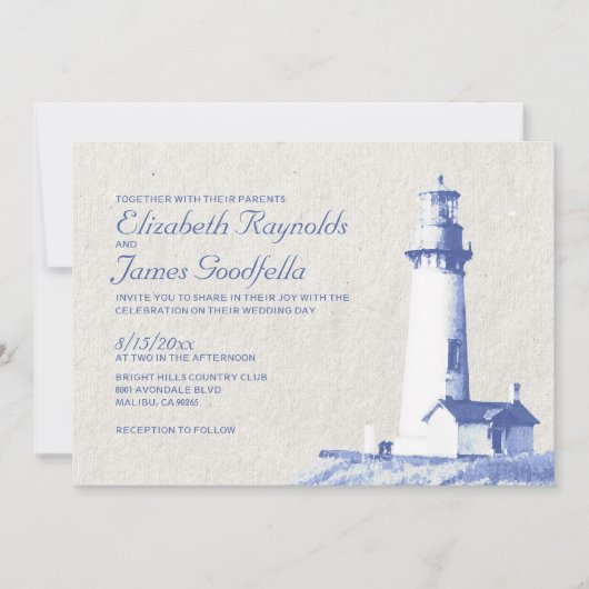 Rustic Lighthouse Wedding Invitations Kaart (Voorkant)