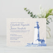Rustic Lighthouse Wedding Invitations Kaart (Staand voorkant)