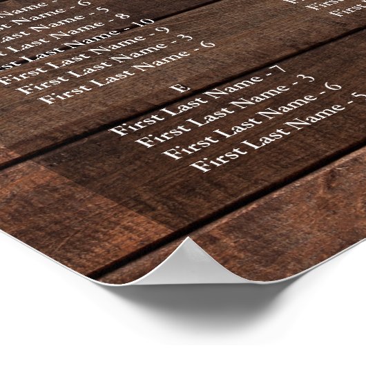 Rustic Lights Alphabetical Wedding Seating Chart Poster (Hoek)