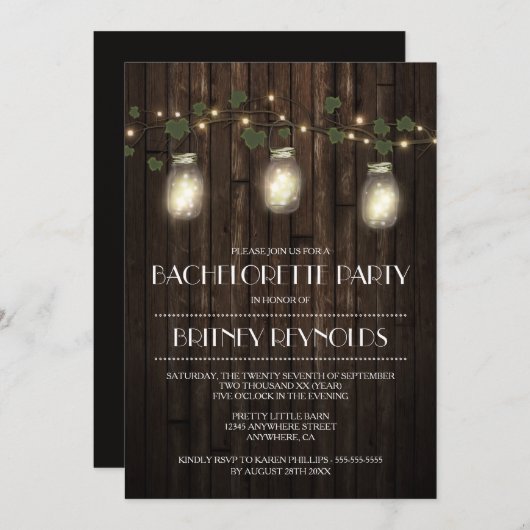 Rustic Lights Bachelorette Party Uitnodigingen (Voorkant / Achterkant)