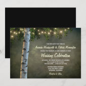 Rustic Lights Birch Bark Tree Wedding Invitations Kaart (Voorkant / Achterkant)