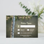 Rustic Lights Birch Bark Tree Wedding RSVP Kaarten (Staand voorkant)