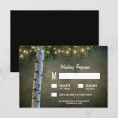 Rustic Lights Birch Bark Tree Wedding RSVP Kaarten Kaartje (Voorkant / Achterkant)