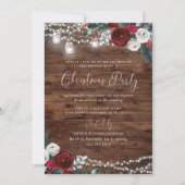 Rustic Lights Bourgondië Bloemen Sneeuw Kerstmis Kaart (Voorkant)