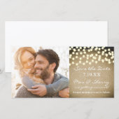 Rustic Lights Burlap Bewaar de datum Fotokaart Save The Date (Voorkant / Achterkant)