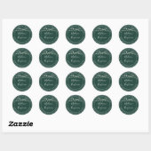 Rustic Lights Donk Green Wedding Return Address Ronde Sticker (Vel)