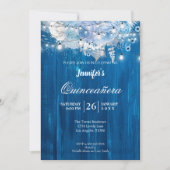 Rustic Lights Floral Quinceañera Uitnodiging (Voorkant)