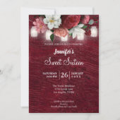 Rustic Lights Floral Sweet 16 Birthday Invitation Kaart (Voorkant)