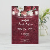 Rustic Lights Floral Sweet 16 Birthday Invitation Kaart (Staand voorkant)