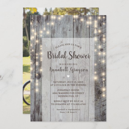 Rustic Lights Foto Vrijgezellenfeest Kaart (Voorkant / Achterkant)