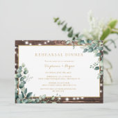 Rustic Lights Greenery Repetitie Diner Uitnodiging (Staand voorkant)