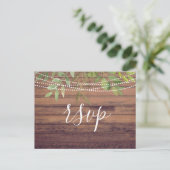 Rustic Lights Greenery Wedding RSVP Briefkaart (Staand voorkant)