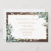 Rustic Lights Greenery Wedding Uitnodiging (Voorkant)
