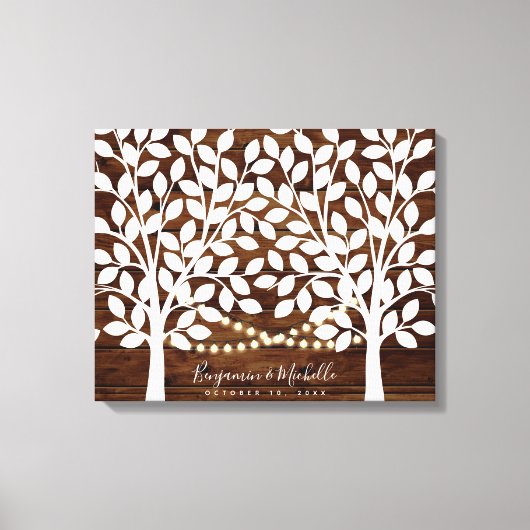 Rustic Lights Guest Book Canvas - 100 handtekening (Voorkant)