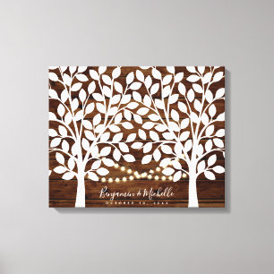 Rustic Lights Guest Book Canvas - 100 handtekening Afdruk