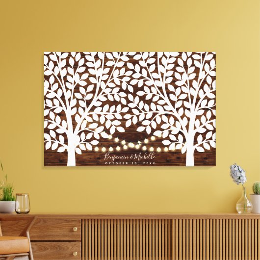 Rustic Lights Guest Book Canvas - 250 handtekening (Insitu (Woonkamer))