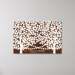 Rustic Lights Guest Book Canvas - 250 handtekening Afdruk