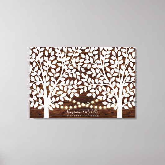 Rustic Lights Guest Book Canvas - 250 handtekening Afdruk (Voorkant)