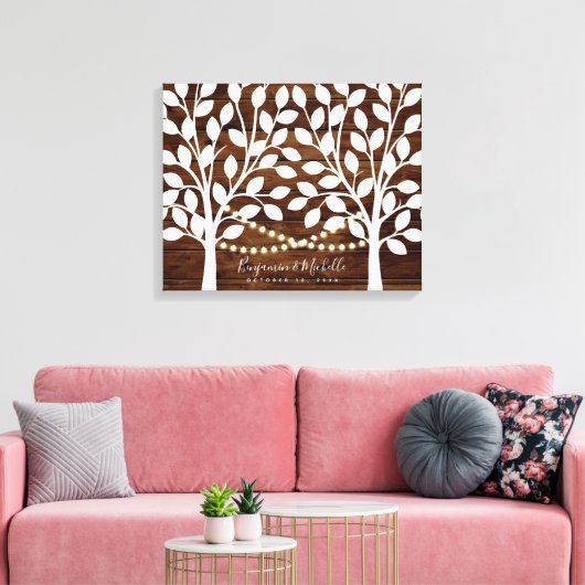 Rustic Lights Guest Book Canvas - 50 handtekeninge (Insitu (Woonkamer))