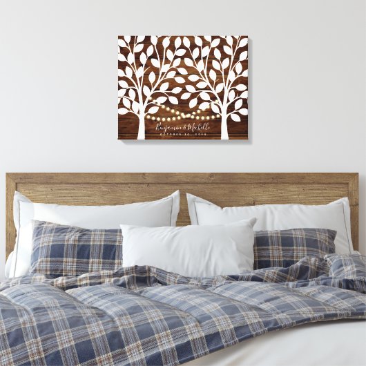 Rustic Lights Guest Book Canvas - 50 handtekeninge (Insitu (Slaapkamer))