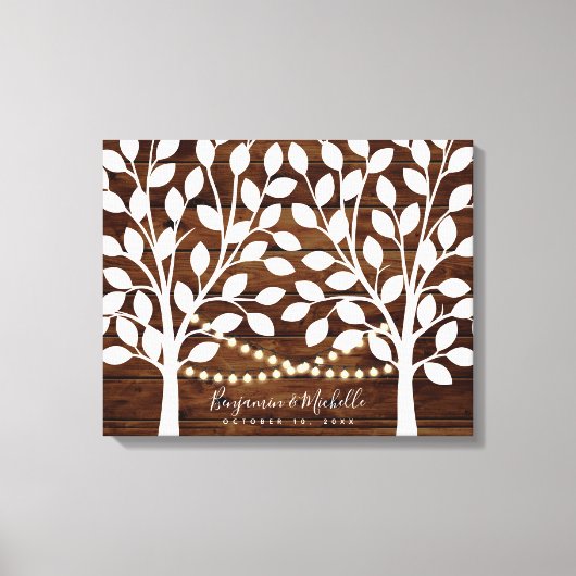 Rustic Lights Guest Book Canvas - 50 handtekeninge (Voorkant)