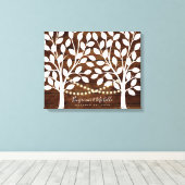 Rustic Lights Guest Book Canvas - 50 handtekeninge Afdruk (Insitu (Houten vloer))