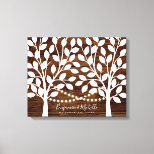 Rustic Lights Guest Book Canvas - 50 handtekeninge Afdruk