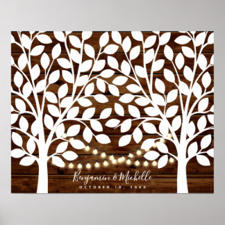 Rustic Lights Guest Book Poster - 100 handtekening