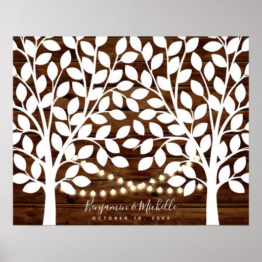 Rustic Lights Guest Book Poster - 100 handtekening (Voorkant)