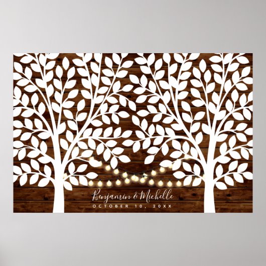 Rustic Lights Guest Book Poster - 200 handtekening (Voorkant)
