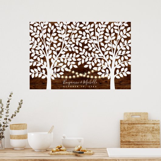 Rustic Lights Guest Book Poster - 250 handtekening (Keuken)