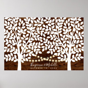 Rustic Lights Guest Book Poster - 250 handtekening