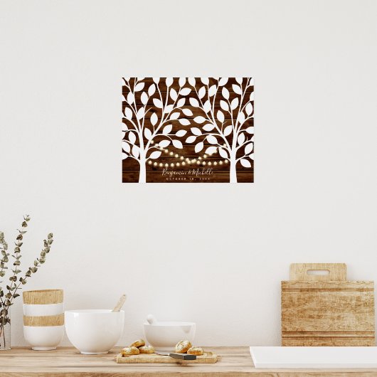 Rustic Lights Guest Book Poster - 50 handtekeninge (Keuken)