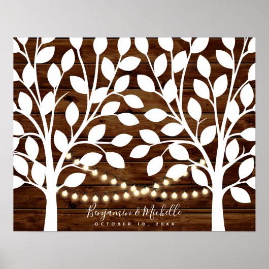 Rustic Lights Guest Book Poster - 50 handtekeninge (Voorkant)