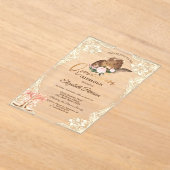 Rustic Lights Lace Cowboy Hat Boots Quinceañera  Acryl Uitnodigingen (Laagn)