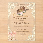 Rustic Lights Lace Cowboy Hat Boots Quinceañera  Acryl Uitnodigingen (Voorkant)