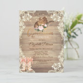 Rustic Lights Lace Cowboy Pet Laarzen Quinceañera Kaart (Staand voorkant)