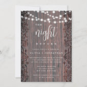 Rustic Lights Lace Rehearsal Dinner Invitation Kaart (Voorkant)