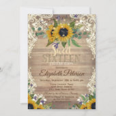 Rustic Lights,Lace Sunflower Sweet 16 Party Kaart (Voorkant)