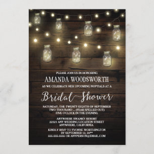Rustic Lights Mason Jar Bridal Shower Invitations Kaart