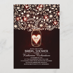Rustic Lights Mason Jar Bridal Shower Invitations Kaart