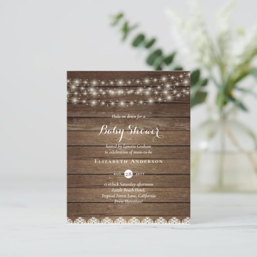 Rustic Lights Mason Jars Lace Budget Baby shower (Staand voorkant)