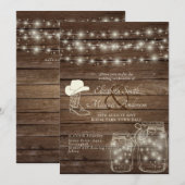 Rustic Lights Mason Jars Wood Cowboy Boot Pet Kaart (Voorkant / Achterkant)