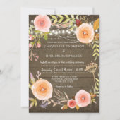 Rustic Lights N Wood Vrijgezellenfeest Bloemen Kra Kaart (Voorkant)