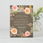 Rustic Lights N Wood Vrijgezellenfeest Bloemen Kra Kaart (Staand voorkant)