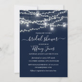 Rustic Lights Navy Bruids Douche Uitnodiging (Voorkant)