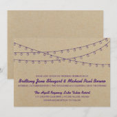 Rustic Lights Paarse huwelijksuitnodiging Kaart (Voorkant / Achterkant)