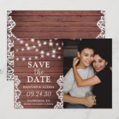 Rustic Lights Photo LGBTQ Save The Date Card (Voorkant / Achterkant)