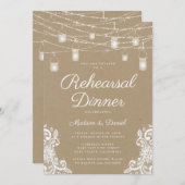 Rustic Lights Proefbruiloftsdiner Kaart (Voorkant / Achterkant)